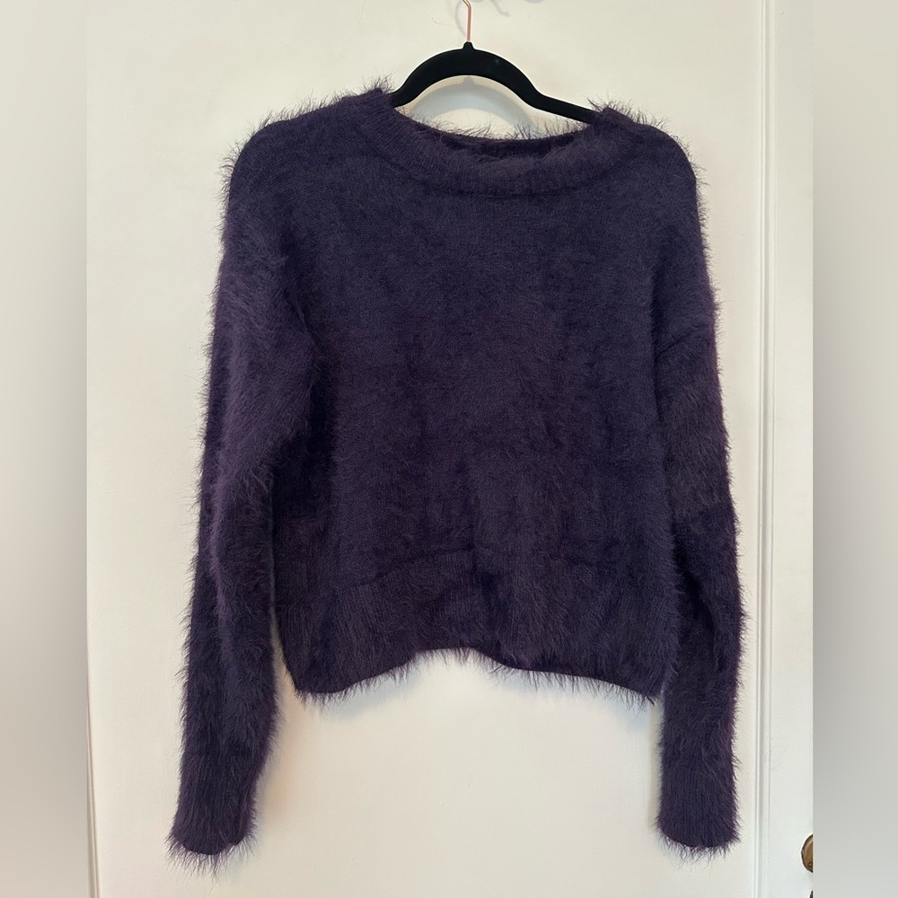 Sanctuary deep purple super soft & fuzzy cropped sweater -size XS